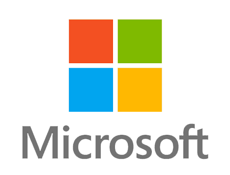 Microsoft logo on a gray background, representing technology startups.