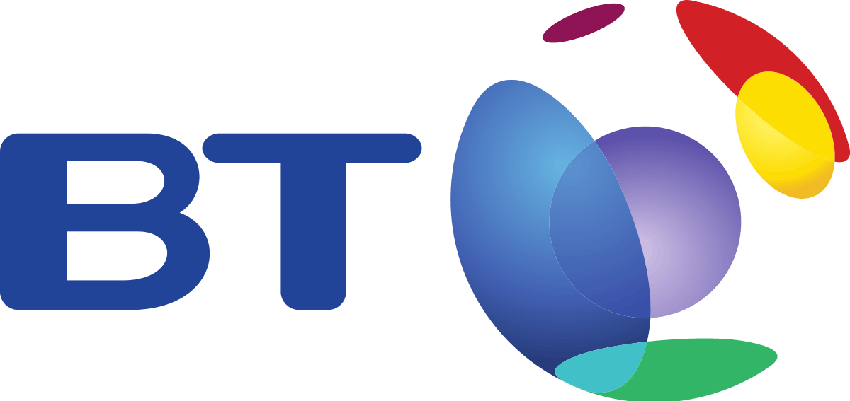The bt logo on a blue background showcasing technology startups.