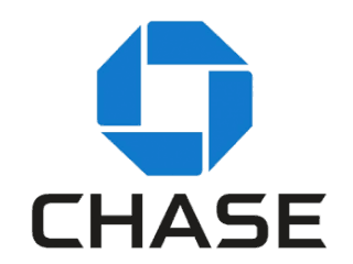 Chase bank logo on a blue background, signifying a successful business and corporate presence.