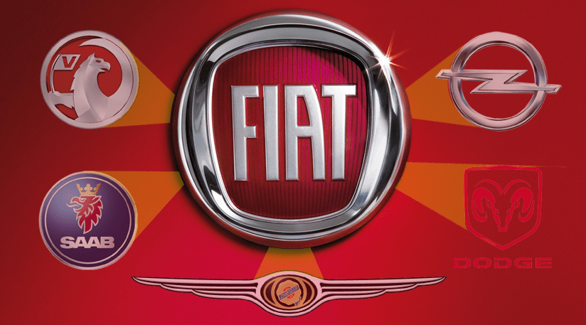 Red background with Fiat logos.