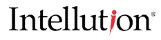 The logo for intellection, a technology startup, on a gray background.