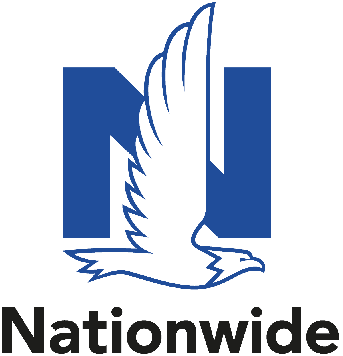 A white eagle with the word nationwide on it, representing a technologically advanced startup.