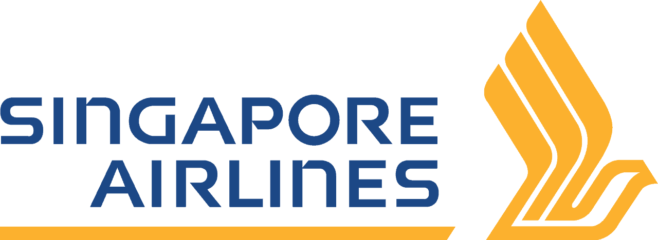 Singapore airlines logo on a yellow background.