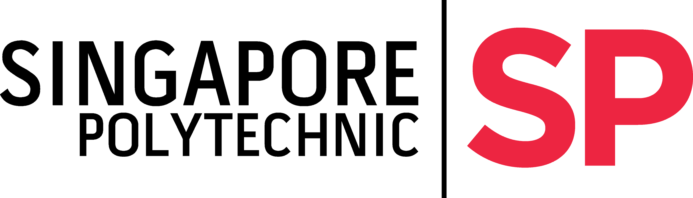 Singapore polytechnic logo on a red background.