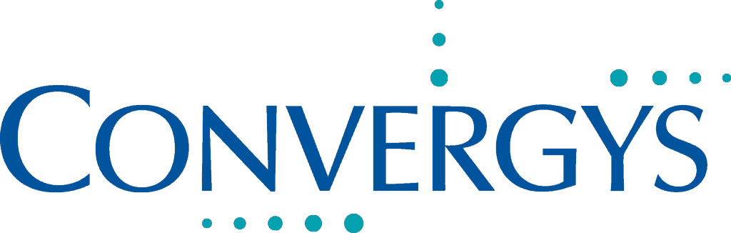 The logo for Convergys, a business coach and startup mentor company.