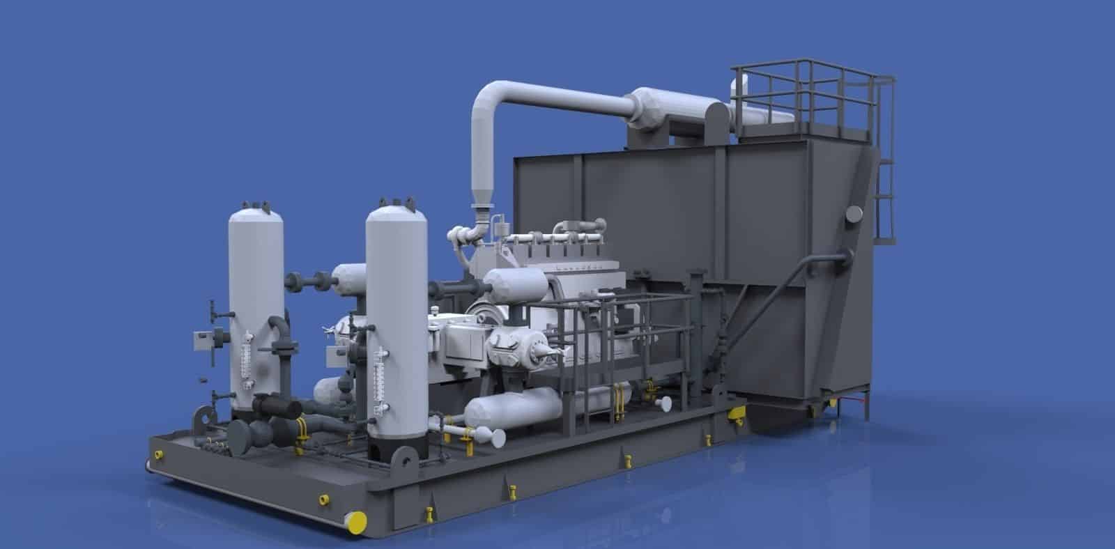 A 3d model of a large industrial machine.